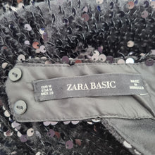 Load image into Gallery viewer, Zara Sequin Dress Backless Mini Black Clubbing Party Long Sleeves Bodycon Medium