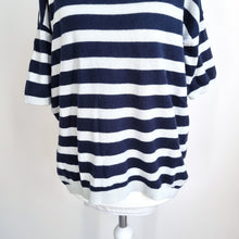 Load image into Gallery viewer, Next Striped Knit Top UK Small Navy White Fine Oversized Jumper Cotton Breton