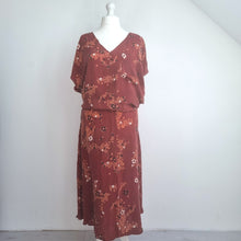 Load image into Gallery viewer, M&S Per Una Co-ord Midi Skirt Blouse Rust Brown Floral Print Set Occasion 20 22