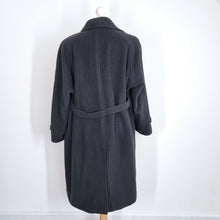 Load image into Gallery viewer, Vintage Coat Wool Camel Hair Blend UK 14 Oversized Black Classic Winter Long