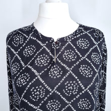 Load image into Gallery viewer, Masai Dress Tunic Pockets XL High Low Midi Black Long Sleeves Print Lagenlook