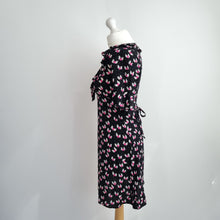 Load image into Gallery viewer, Kate Moss Topshop Tea Dress Skater Mini Winged Hearts Black Y2K Ditsy Viscose 10