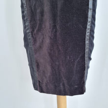 Load image into Gallery viewer, COS Pencil Skirt Velvet Full Zip Panels Black Work Party Knee Length Stretch 10