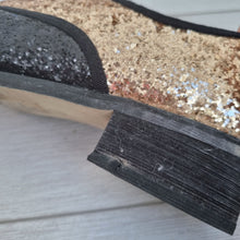 Load image into Gallery viewer, Lollipops Glitter Brogues Shoes UK6 Oxford Ladies Flats Party Gold Black Leather