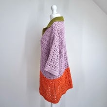 Load image into Gallery viewer, Zara Crochet Tunic Jumper Oversized Polo Shirt Small Granny Square Boho Knit