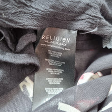 Load image into Gallery viewer, Religion Maxi Skirt Black Dark Floral Studded Floaty Tiered Grunge 10 Small