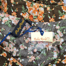 Load image into Gallery viewer, NWT Ruby Rocks Jumpsuit Brown Floral Print 8 Autumn Sleeveless Tapered Buttons