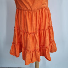 Load image into Gallery viewer, French Connection Mini Dress 12 Orange Sweetheart Babydoll Tiered Cotton Summer