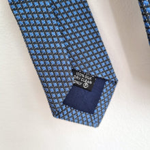 Load image into Gallery viewer, Hardy Amies Tie Blue Geometric Pattern 100% Silk Made in England Luxury Men's