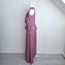 Load image into Gallery viewer, Vintage Uninhibited Dress Pleated 1970s Maxi Lilac Rare Strappy Occasion Fits 10