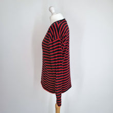 Load image into Gallery viewer, Carhartt WIP Robbie T-shirt Women Medium Striped Long Sleeves Red Black Cotton