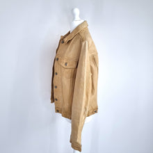 Load image into Gallery viewer, Vintage GAP Leather Jacket Tan Rare Genuine 90s Y2K Button Down Women's Medium