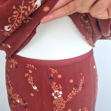Load image into Gallery viewer, M&S Per Una Co-ord Midi Skirt Blouse Rust Brown Floral Print Set Occasion 20 22