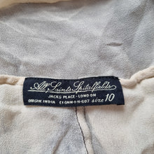 Load image into Gallery viewer, AllSaints Top 100% Silk Floaty Grey Blouse Porisian Kaftan Animal Print Tunic 10