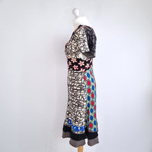 Load image into Gallery viewer, Desigual Dress Patchwork Print Skater Jersey 100% Cotton Y2K Logo Boho Medium