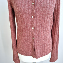 Load image into Gallery viewer, Zara Shirt Ribbed Knit Large Cardigan Button Collar Pink Marl Long Sleeve Polo