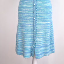 Load image into Gallery viewer, Oliver Bonas Shirt Dress Knitted Blue Scalloped Button Down A Line Casual 6 8