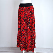 Load image into Gallery viewer, Made in Italy Skirt Pleated Leopard Print Maxi Red Elasticated Waist Fits 6 8 10