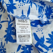 Load image into Gallery viewer, M&S Pure Linen Cami Top UK 20 Floral Print Blue White Summer Vest Tank Cruise
