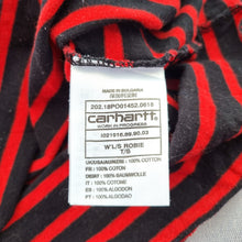 Load image into Gallery viewer, Carhartt WIP Robbie T-shirt Women Medium Striped Long Sleeves Red Black Cotton