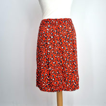 Load image into Gallery viewer, Sandwich Leopard Print Skirt UK 12 EU 40 Red Elastic Waist Tie Animal A Line