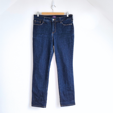 Load image into Gallery viewer, NYDJ Skinny Jeans Dark Blue Mid Rise Indigo Stretch Slimming UK 16 US 12 Petite