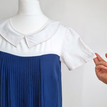 Load image into Gallery viewer, Therapy Dress Pleated Mini Peter Pan Collar UK 8 Colour Block Blue Yellow Lined