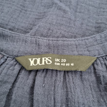 Load image into Gallery viewer, Yours Cheesecloth Embroidered Shirt UK 20 Navy Blue Tunic Button 100% Cotton