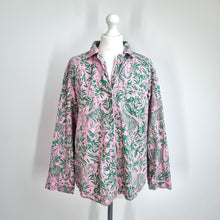 Load image into Gallery viewer, Hush Pyjama Top Shirt Medium Tiger Jungle Print Pink Green 100% Cotton Buttons