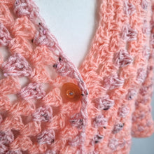 Load image into Gallery viewer, Handmade Crochet Cardigan Cropped Overized Chunky Knit Boxy Peach Pink 10 12 14