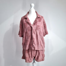 Load image into Gallery viewer, Nasty Gal Co-Ord Set Pink Towelling Shirt UK 8 Shorts UK 10 Loungewear Summer