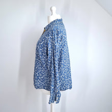 Load image into Gallery viewer, Boden Shirt Floral Print UK 20 Blue 100% Cotton Blouse Long Sleeves Button Down
