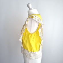 Load image into Gallery viewer, Zara Woman Embroidered Top Yellow Blouse Lace Floral Sleeveless Summer Medium