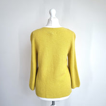 Load image into Gallery viewer, Boden Cardigan Yellow Knit Buttons Retro Cotton Angora Cashmere Chunky Retro 10