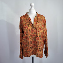 Load image into Gallery viewer, Handmade Indian Block Print Tunic Top Medium Natural Dye Cotton Boho Long Sleeve