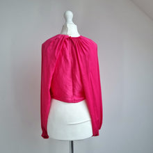 Load image into Gallery viewer, ZARA Balloon Sleeve Blouse Hot Pink Draped XS Batwing Top Party Occasion Cropped