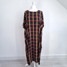 Load image into Gallery viewer, Plus Size Tartan Kaftan Dress Check Oversized Midi Maxi One Size Boho Loose Fit