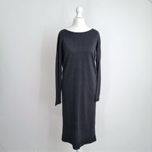Load image into Gallery viewer, Oliver Bonas Metallic Dress UK 8 Black Lurex Knit Open Back Long Sleeves Party