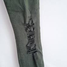 Load image into Gallery viewer, J Brand Skinny Jeans Khaki Green 23 XS Distressed Alana Ripped Mid Rise Stretch