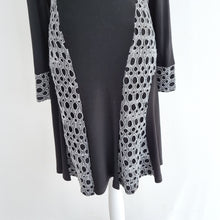 Load image into Gallery viewer, Joseph Ribkoff Dress Black Grey Long Sleeves Skater Cowl Neck Jersey Work UK 8