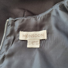 Load image into Gallery viewer, Monsoon Cropped Top Party Black Lined Back Zip Evening Boxy Sleeveless Size 14