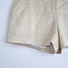 Load image into Gallery viewer, Ted Baker Gold Shorts Size 1 UK 8 Cream Tweed Tailored Party Sparkly High Waist