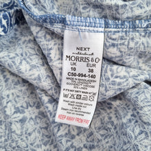 Load image into Gallery viewer, Next Morris & Co Dress Mini Linen Blend Blue White Tile Floral Print Mini 10