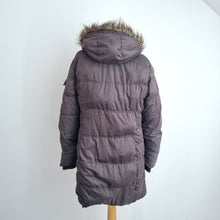 Load image into Gallery viewer, Mantaray Puffer Coat Grey UK 14 Faux Fur Hooded Padded Winter Pockets Jacket