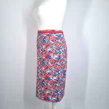 Load image into Gallery viewer, Boden Pencil Skirt Abstract Print Knee Length Tall Red Blue Lined Cotton 18 Long