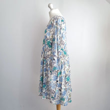 Load image into Gallery viewer, East Dress Smock Floral Block Print Pastel Cotton Lined Metallic Boho 3/4 16