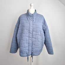 Load image into Gallery viewer, Next Quilted Padded Jacket UK 20 Light Blue 100% Cotton Coat Boxy Pockets Zip