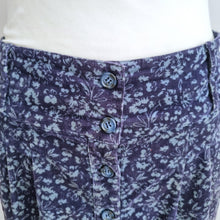 Load image into Gallery viewer, Kew Corduroy Tulip Skirt UK 10 Ditsy Floral Button Cotton Stretch Blue Pockets