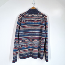 Load image into Gallery viewer, Mantaray Men's Jumper Fair Isle Pattern Wool Blend Chunky Knit Blue Pullover XL