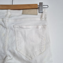 Load image into Gallery viewer, AllSaints White Biker Jeans Crop W27 Low Rise Zip Skinny Stretch Trousers 6 8
